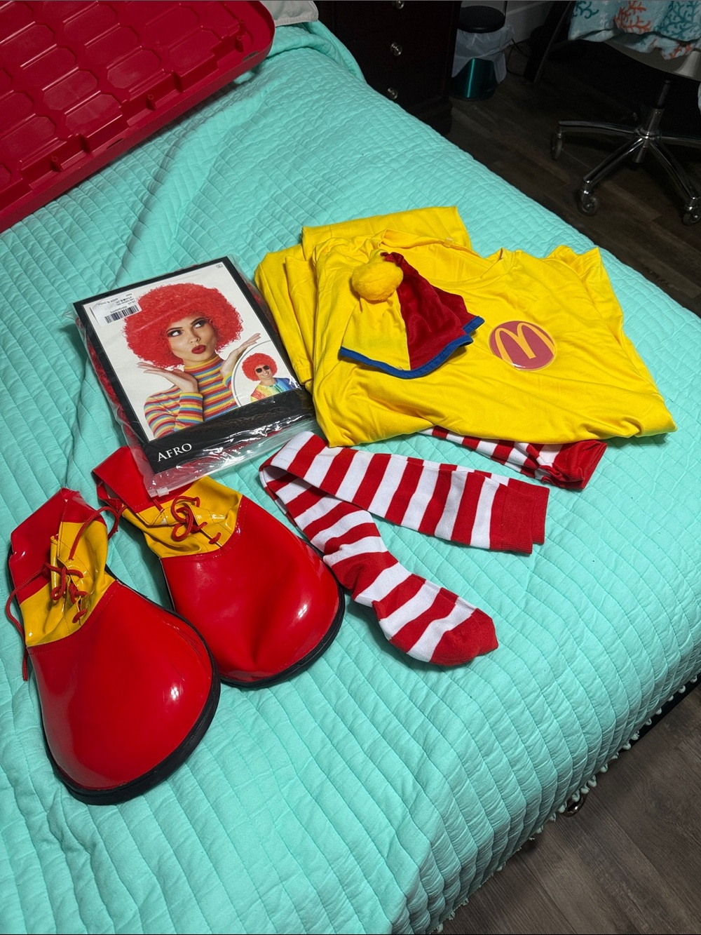 McDonald's Yellow and Red Clown Costume Set with Oversized Red Shoes